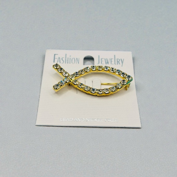 Gold Rhinestone Ichthys Fish Symbol - Picture 3 of 4